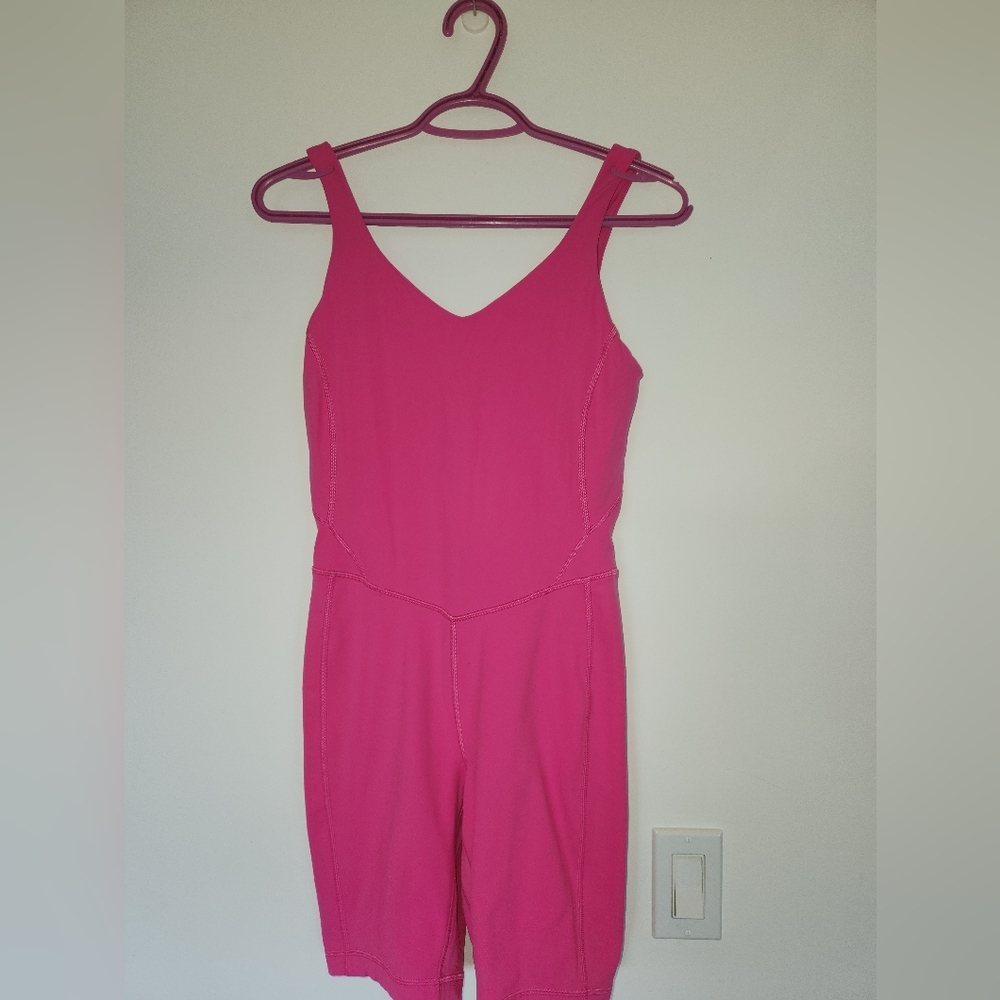 Lululemon Athletica Pink Romper with V-Neck and Spaghetti Straps